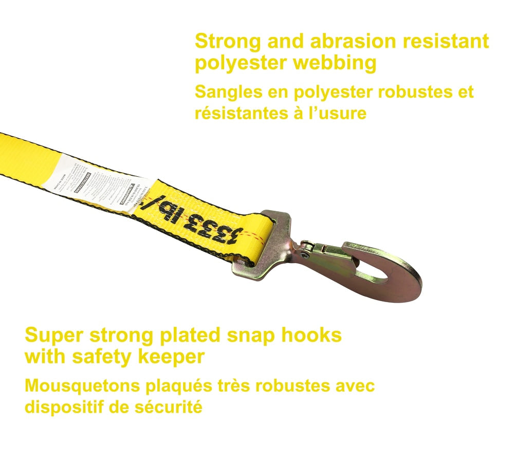 10,000-lb Commercial Ratchet Tie Down Straps, with Snap Hook, 2-in x 8-ft D3H8 - product image 3