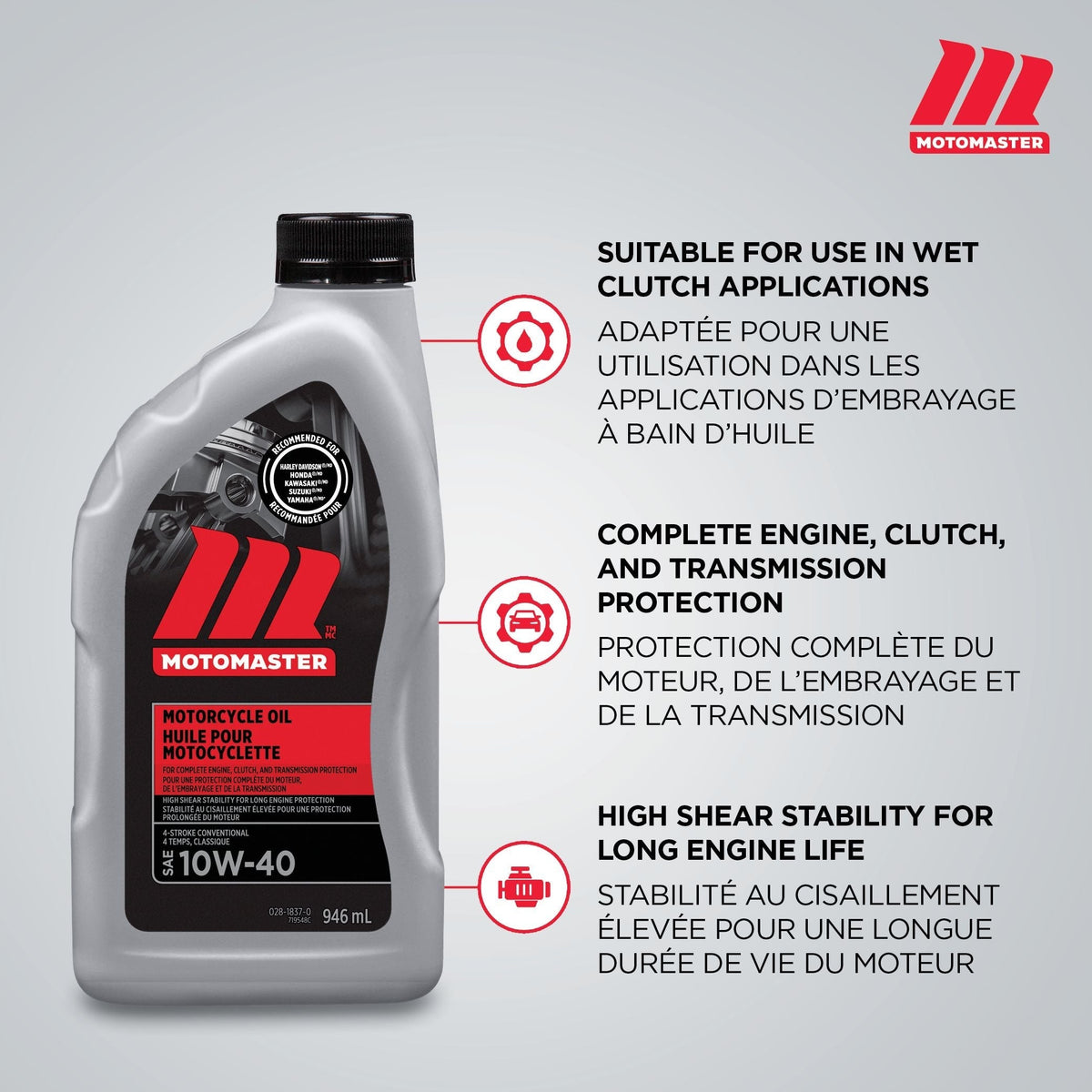10W40 4-Stroke Motorcycle Oil, 946-mL I4S4 - product image 4