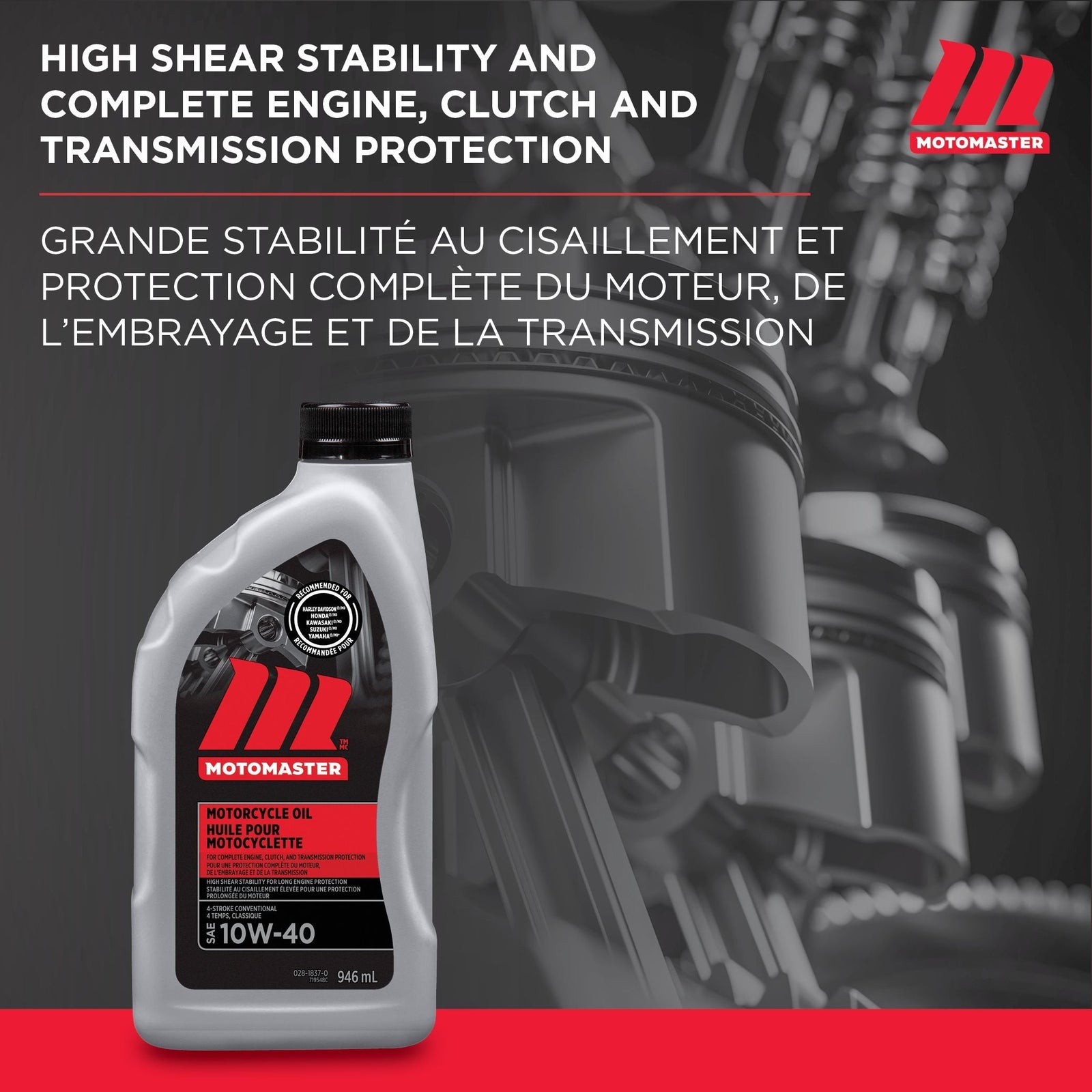 10W40 4-Stroke Motorcycle Oil, 946-mL J4F9 - product image 5
