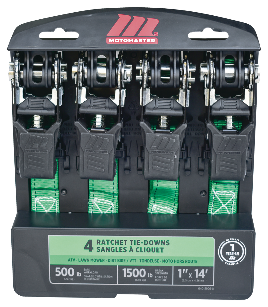 1,500-lb Padded Ratchet Tie Down Straps, 1-in x 14-ft, 4-pk T3H2 - product image 4