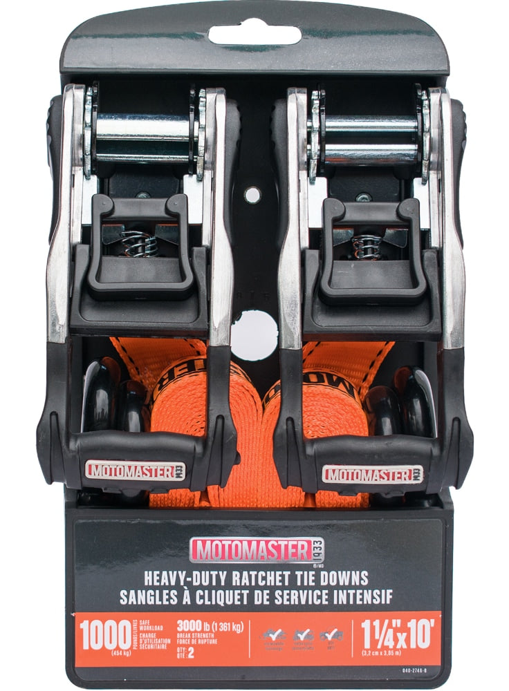 3,000-lb Heavy-Duty Ratchet Tie Down Straps, with Power Grip Padded Handles, 1.25-in x 10-ft, 2-pk I6L1 - product image 2