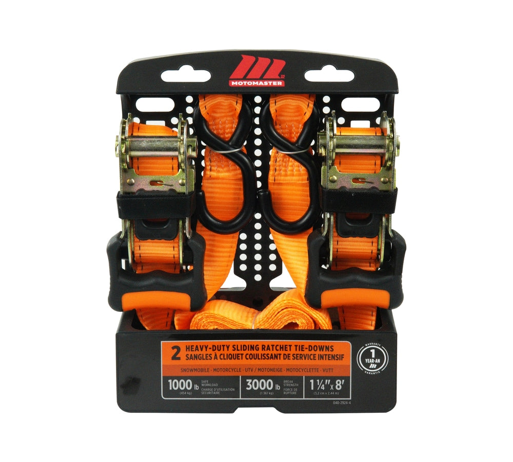3,000-lb Heavy-Duty Sliding Ratchet Tie Down Straps, 1.25-in x 8-ft, 2-pk Y4T1 - product image 2