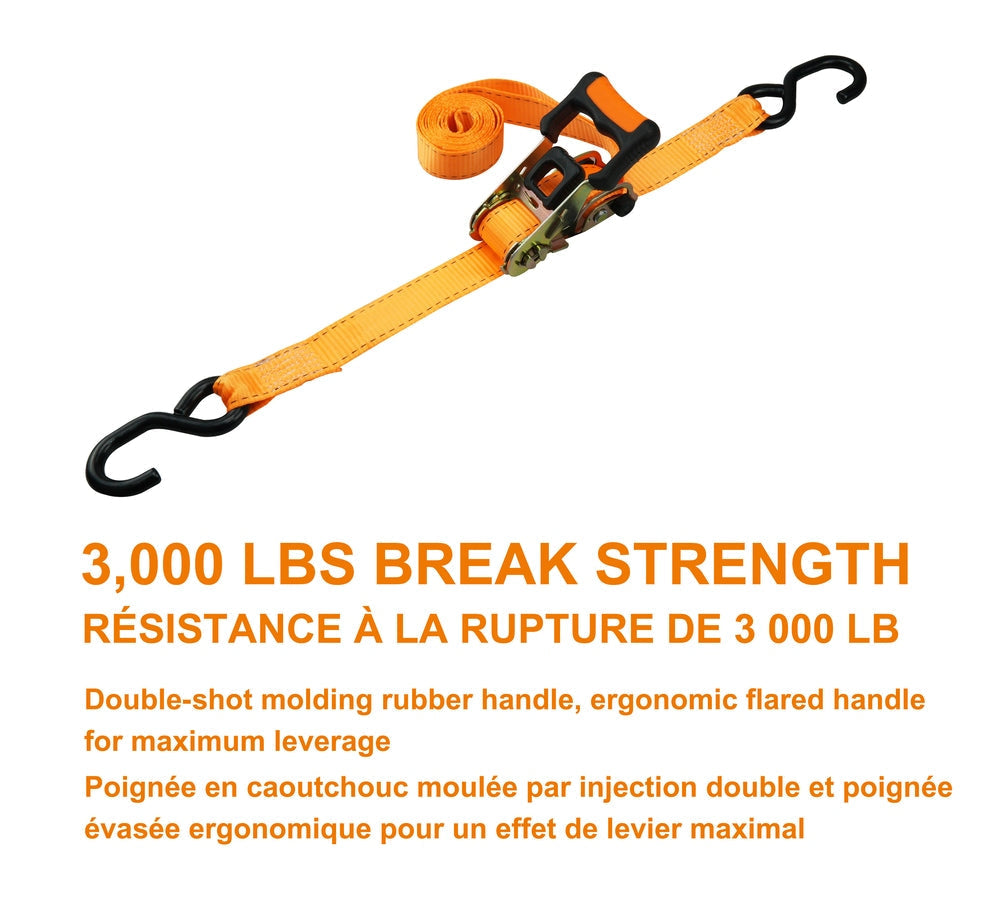 3,000-lb Heavy-Duty Sliding Ratchet Tie Down Straps, 1.25-in x 8-ft, 2-pk Y4T1 - product image 3