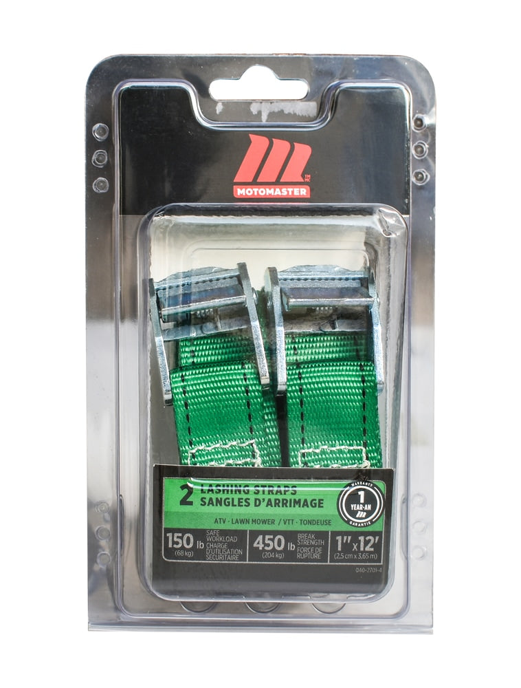 450-lb Light Duty Lashing Straps with Cam Buckle Clasps, Weatherproof, 1-in x 12-ft, 2-pk V1A4 - product image 2