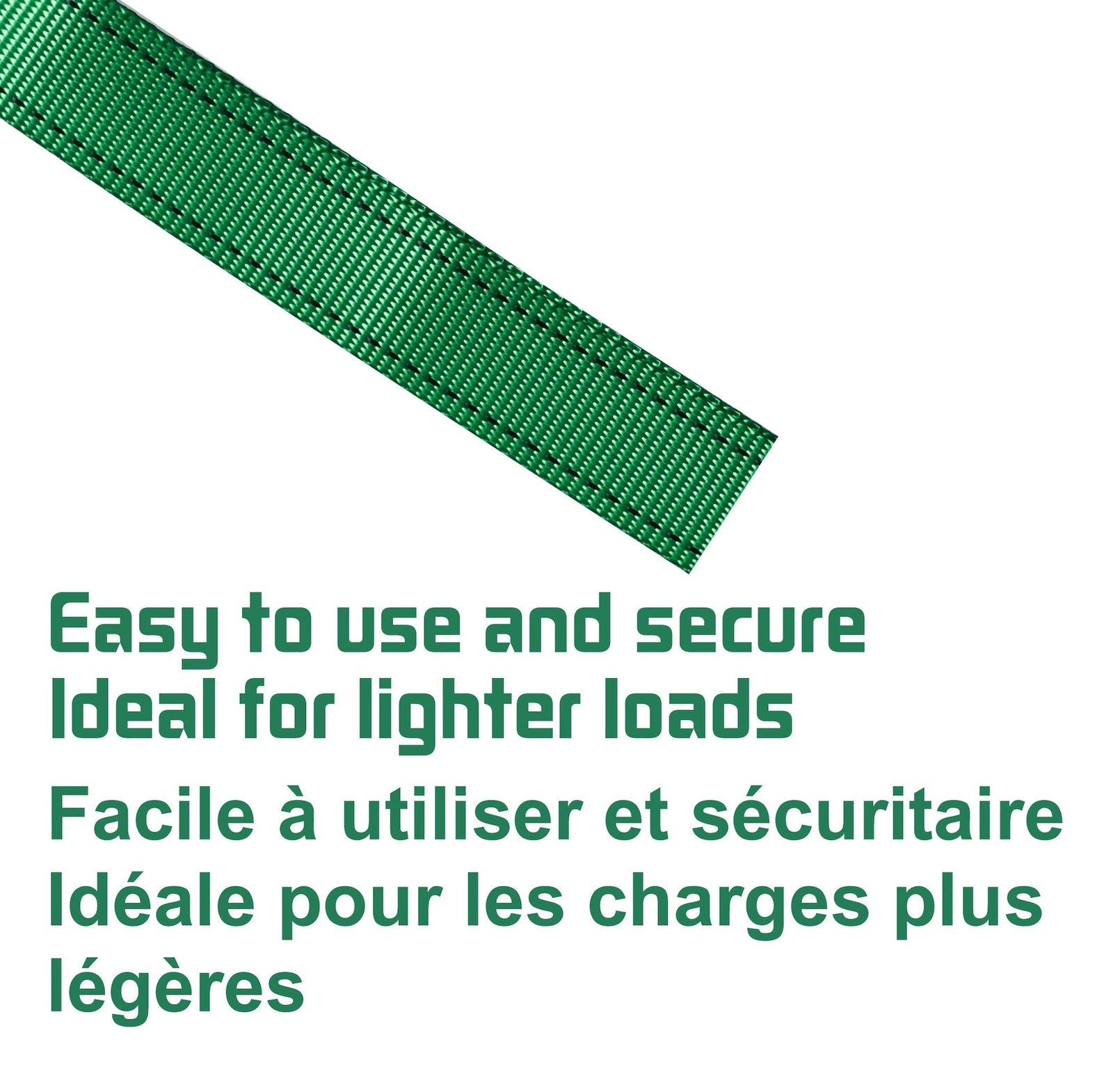 450-lb Light Duty Lashing Straps with Cam Buckle Clasps, Weatherproof, 1-in x 12-ft, 2-pk V1A4 - product image 5