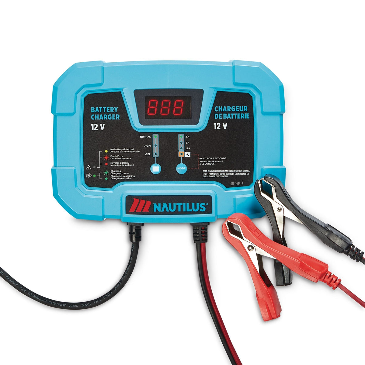 Nautilus Smart Battery Charger/Maintainer, 15/8/2-Amp, 12V K8E0 - product image 1