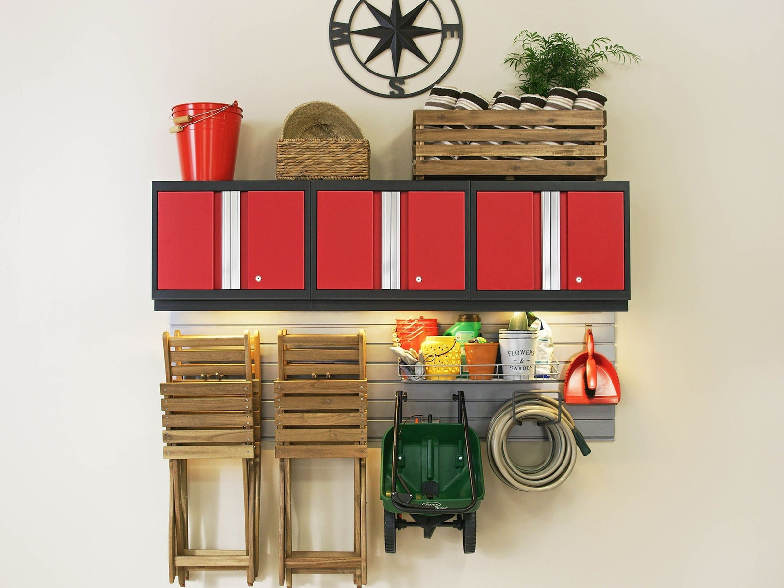 Bold 3.0 Series All-in-One Lockable Steel Garage Cabinetry Set with Stainless Steel Top, Black/Red, 48-in x 18-in x 76.75-in, 5-pc Y8U6 - product image 3