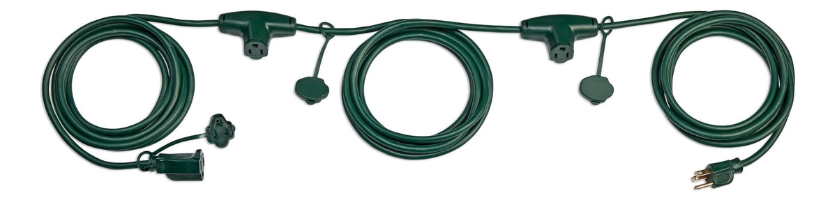 25-ft Outdoor Extension Cord, 3 Outlets, Safety Cover, Green P7I8 - product image 1