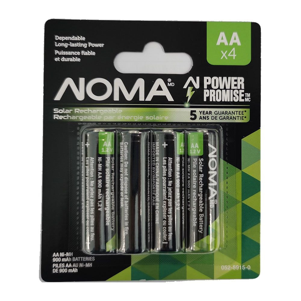 900mAh AA Solar Rechargeable Batteries, 900mAh, 4-pk H4W2 - product image 1