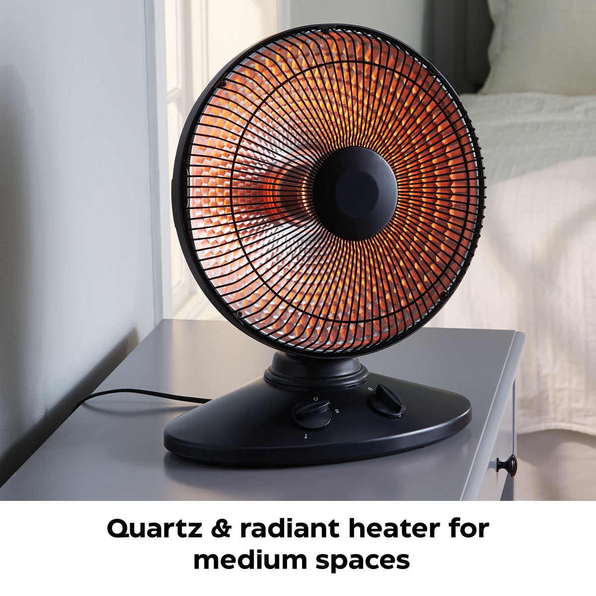 Oscillating Parabolic Dish Portable Radiant Electric Space Heater, 1000W, Black S8K3 - product image 7
