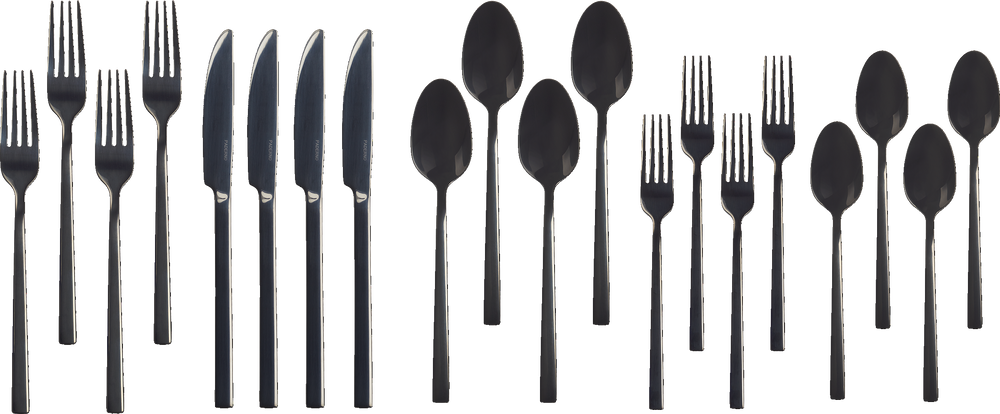Belvedere Stainless Steel Flatware Set, Serves 4, 20-pc, Black M8C4 - product image 3