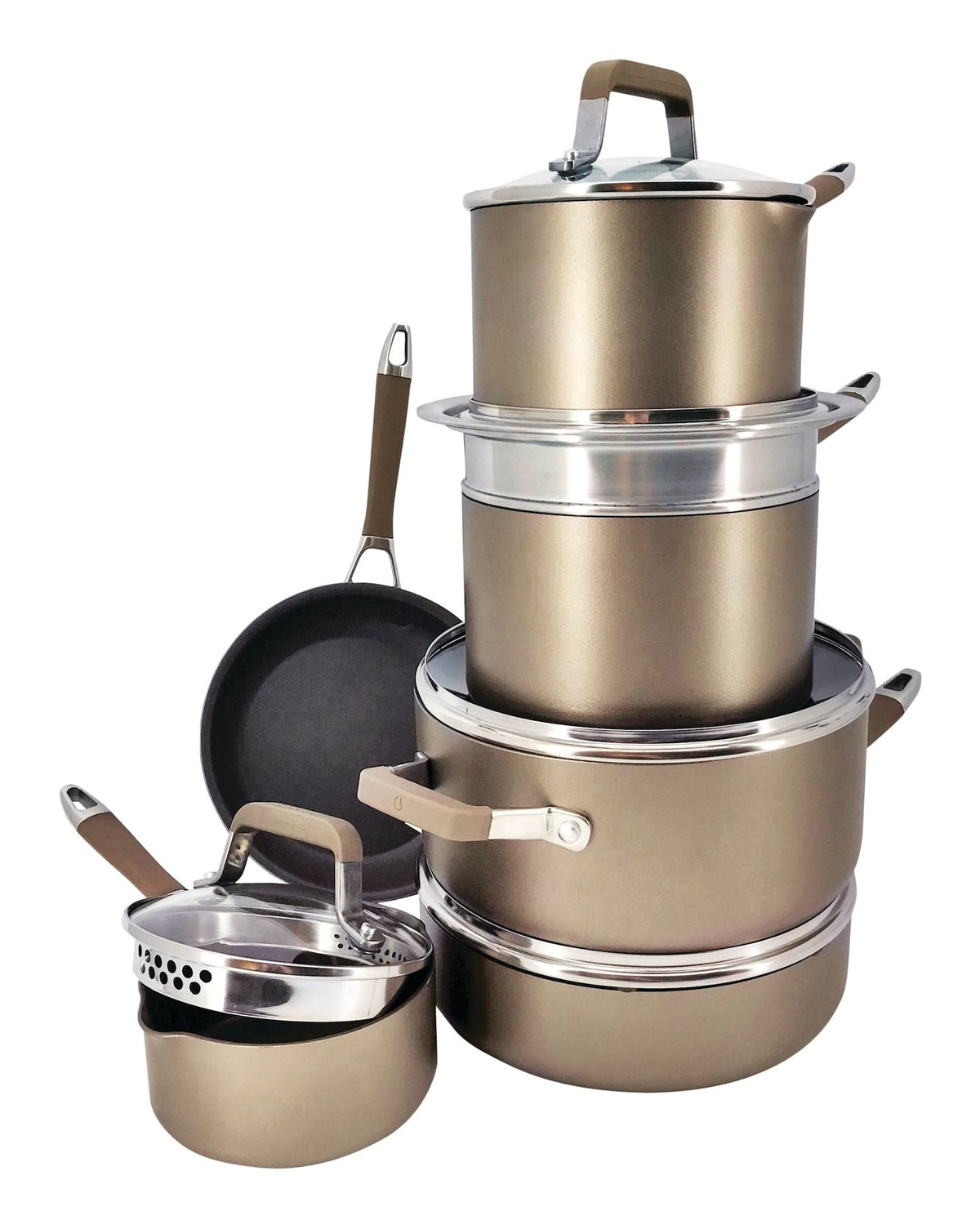 Classic Cookware Set, Non-Stick, PFOA-Free, Oven Safe, Champagne Bronze, 12-pc W8G0 - product image 1