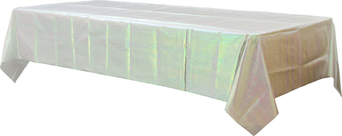 Plastic Reusable Table Cover, Opalescent White,54x102-in, for Bachelorette/Bridal Shower/Mother's Day/Baby Shower C5X8 - product image 1