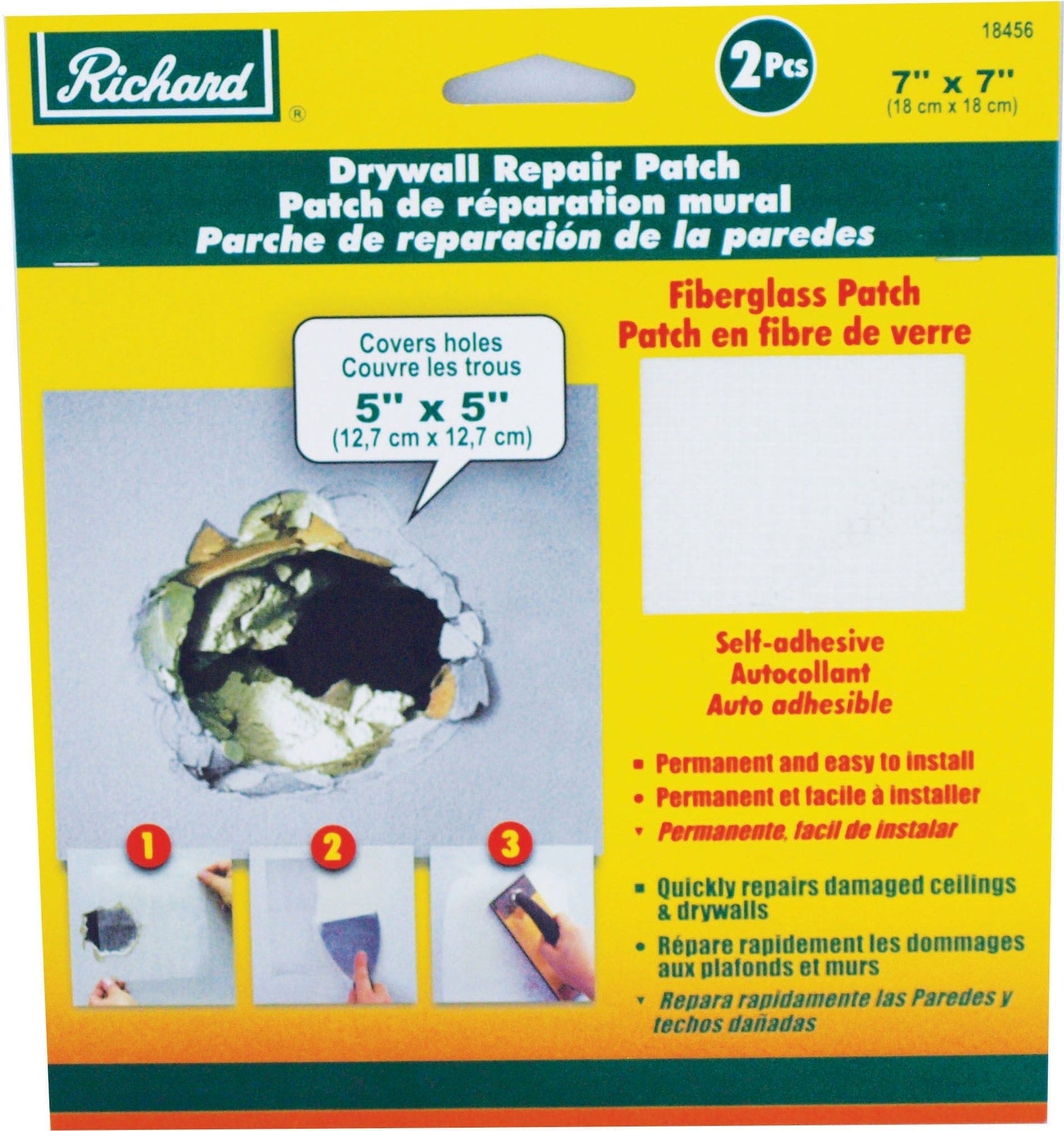 Permanent Self-Adhesive Fibreglass Mesh Drywall Repair Patch Tape, 7 x 7-in, 2-pk S3A1 - product image 1