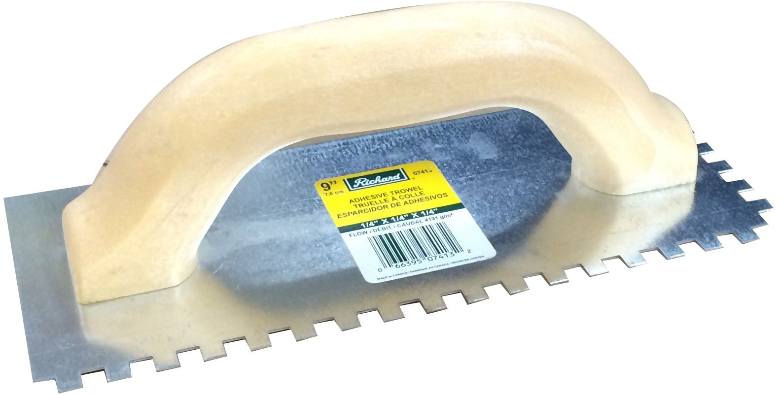 Steel Square-Notch Adhesive Trowel For Ceramic Tile & Flooring, 1/4 x 9-in R6H4 - product image 1