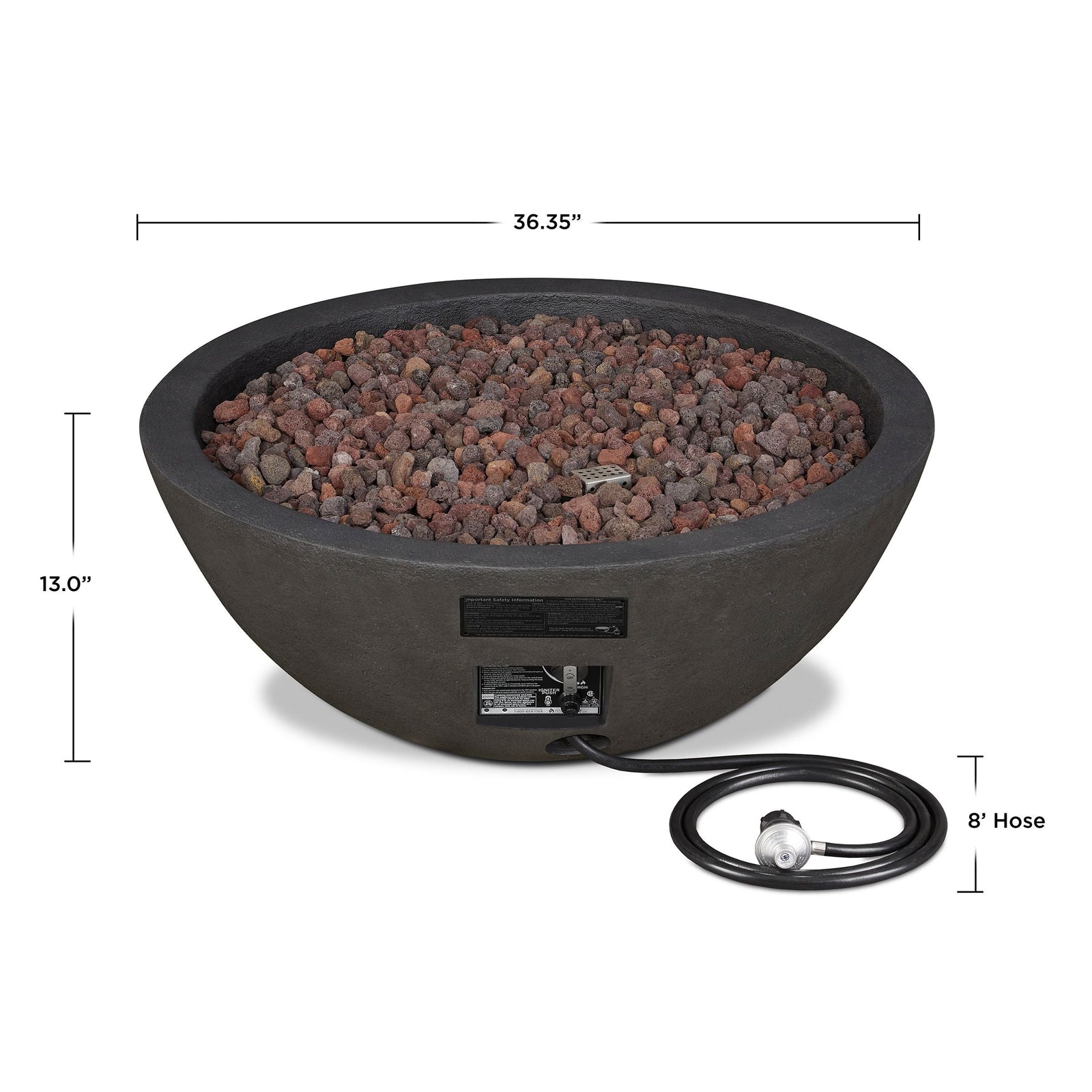 Round Concrete Gas Fire Pit in Shale, 36-in B5D3 - product image 8