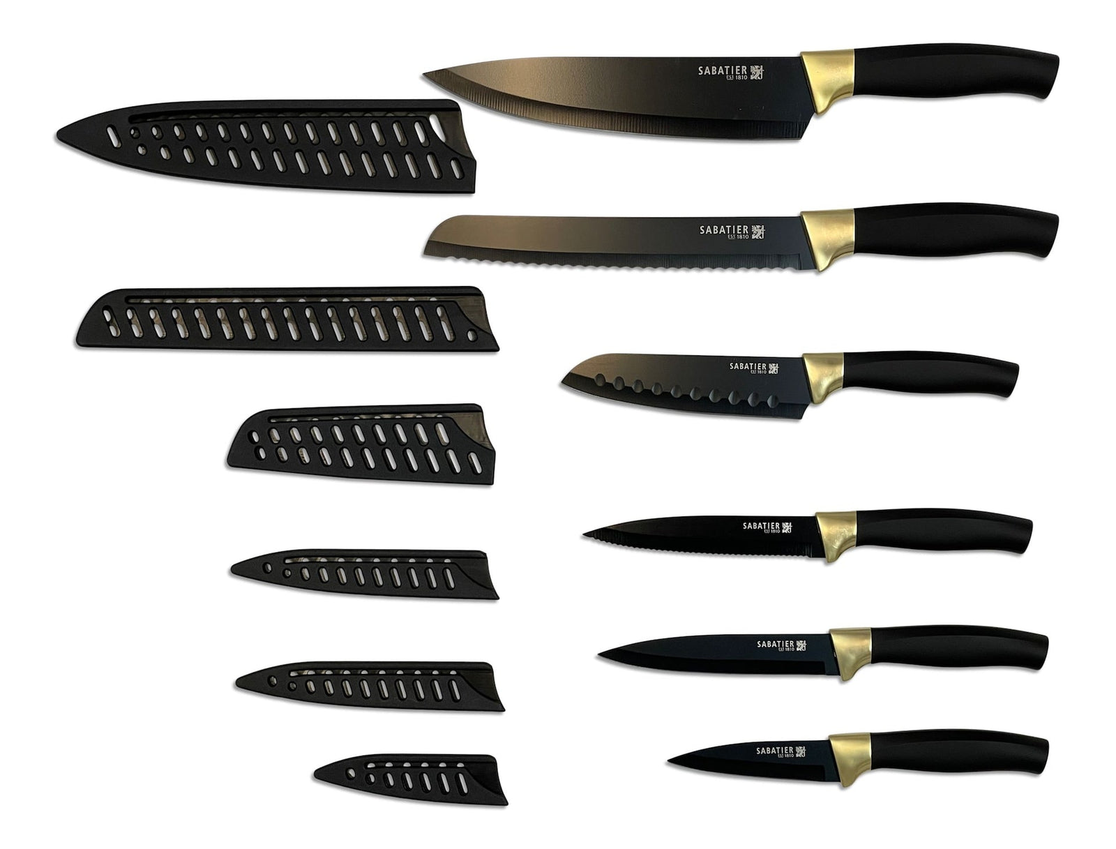 Knife Set with Covers, Black/Gold, 12-pc B7S3 - product image 1