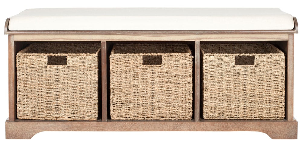 Lonan Wicker Storage Bench, Grey Wash/White, 16.1-in x 47-in x 19.9-in K0R1 - product image 3