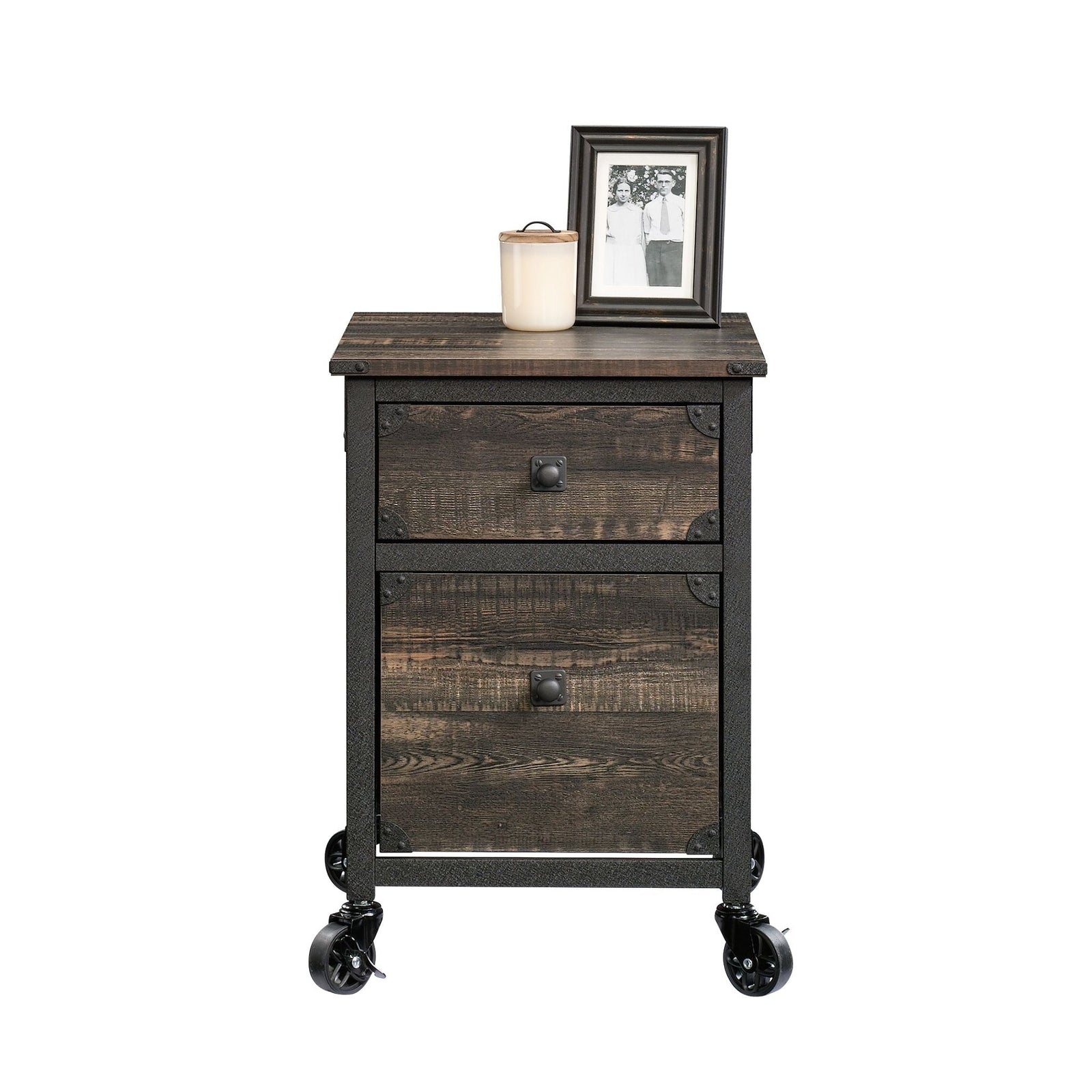 Steel Pedestal River File Cabinet with Drawers, Carbon Oak R8X6 - product image 2
