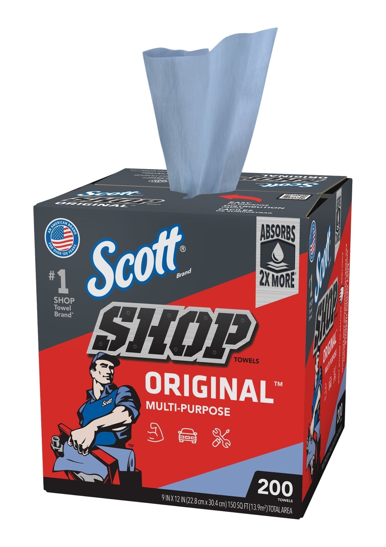 Multi-Purpose Shop Paper Towels, 9 x 12-in, Blue, 200-pk P1L5 - product image 1