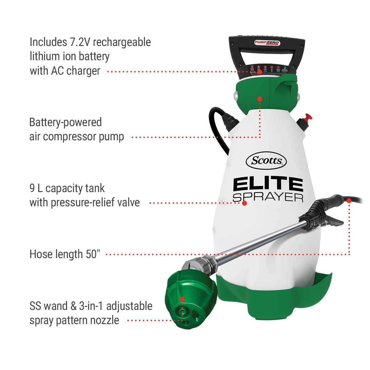 Elite 7V Lithium-Ion Battery Powered Garden Pump Sprayer, 9.09-L Q6W7 - product image 2