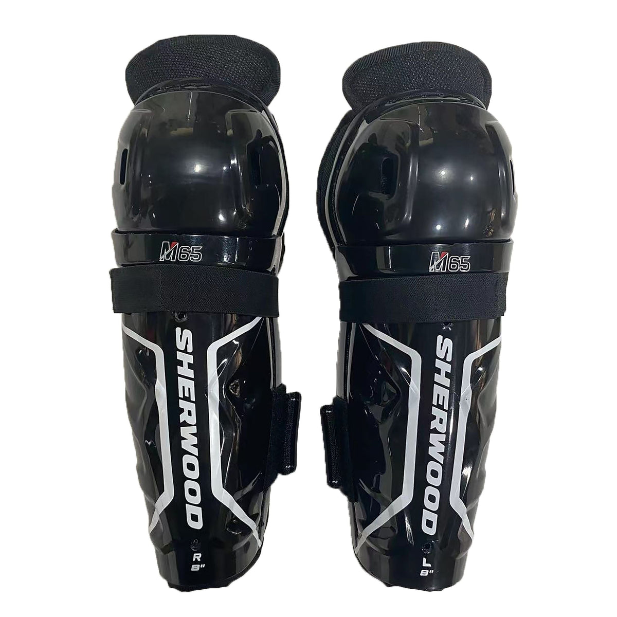 Rekker M65 Hockey Shin Guards, Youth, Black, Assorted Sizes Q8A2 - product image 1