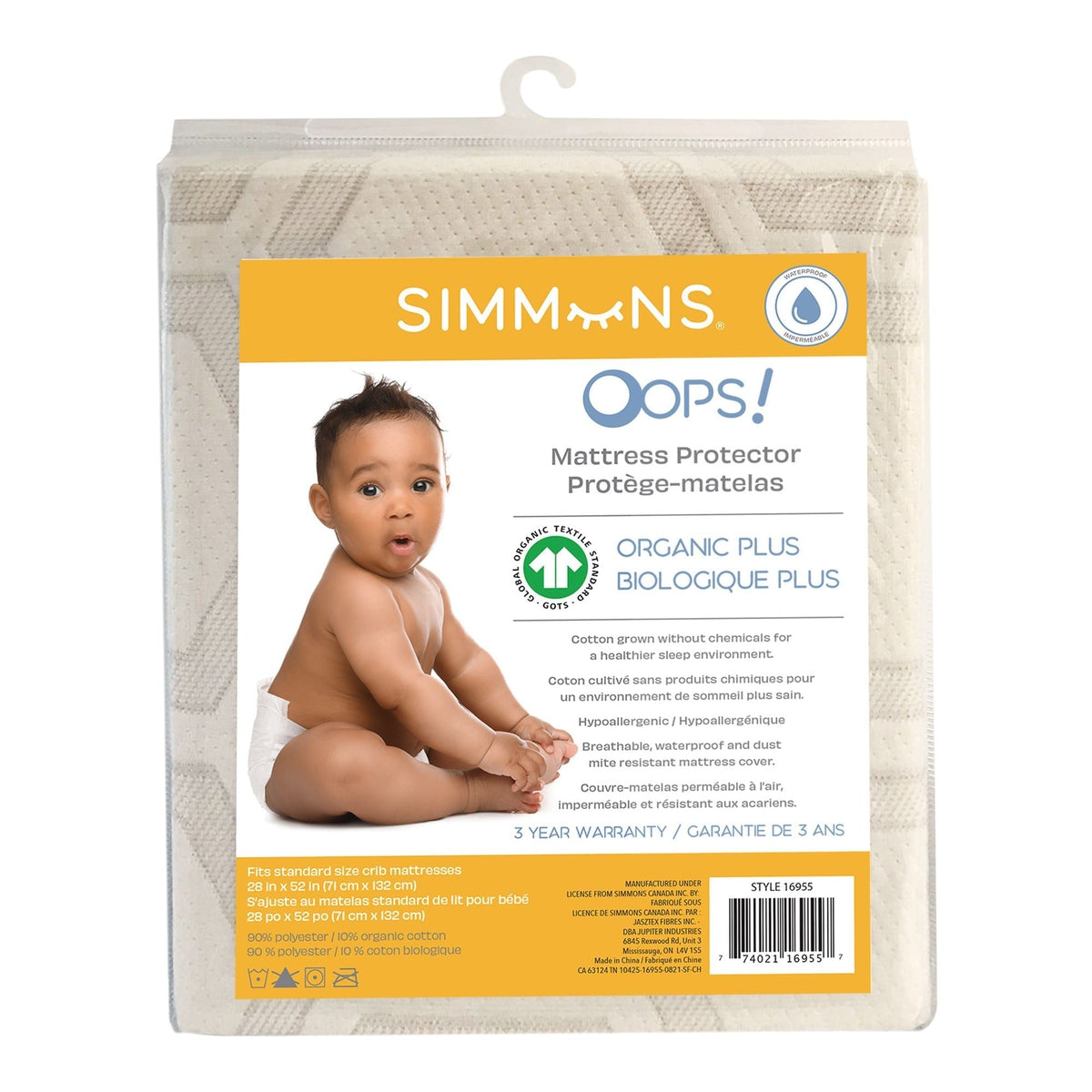 Organic Crib Mattress Waterproof Protector L5O4 - product image 1
