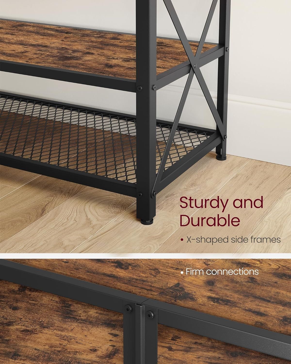 Home 70-in 3-Tier Industrial Rustic Brown TV Stand J9I9 - product image 5