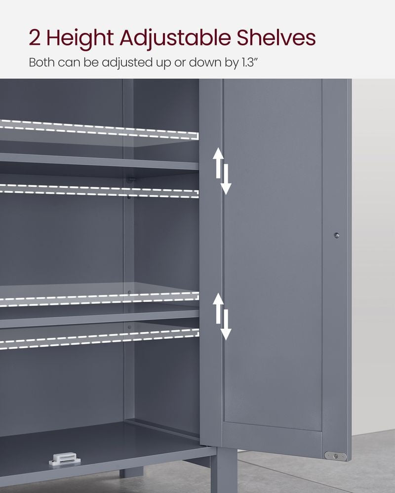 Home Dove Grey Floor Cabinet with 2 Adjustable Shelves O2P3 - product image 3