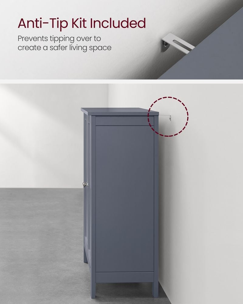 Home Dove Grey Floor Cabinet with 2 Adjustable Shelves O2P3 - product image 6