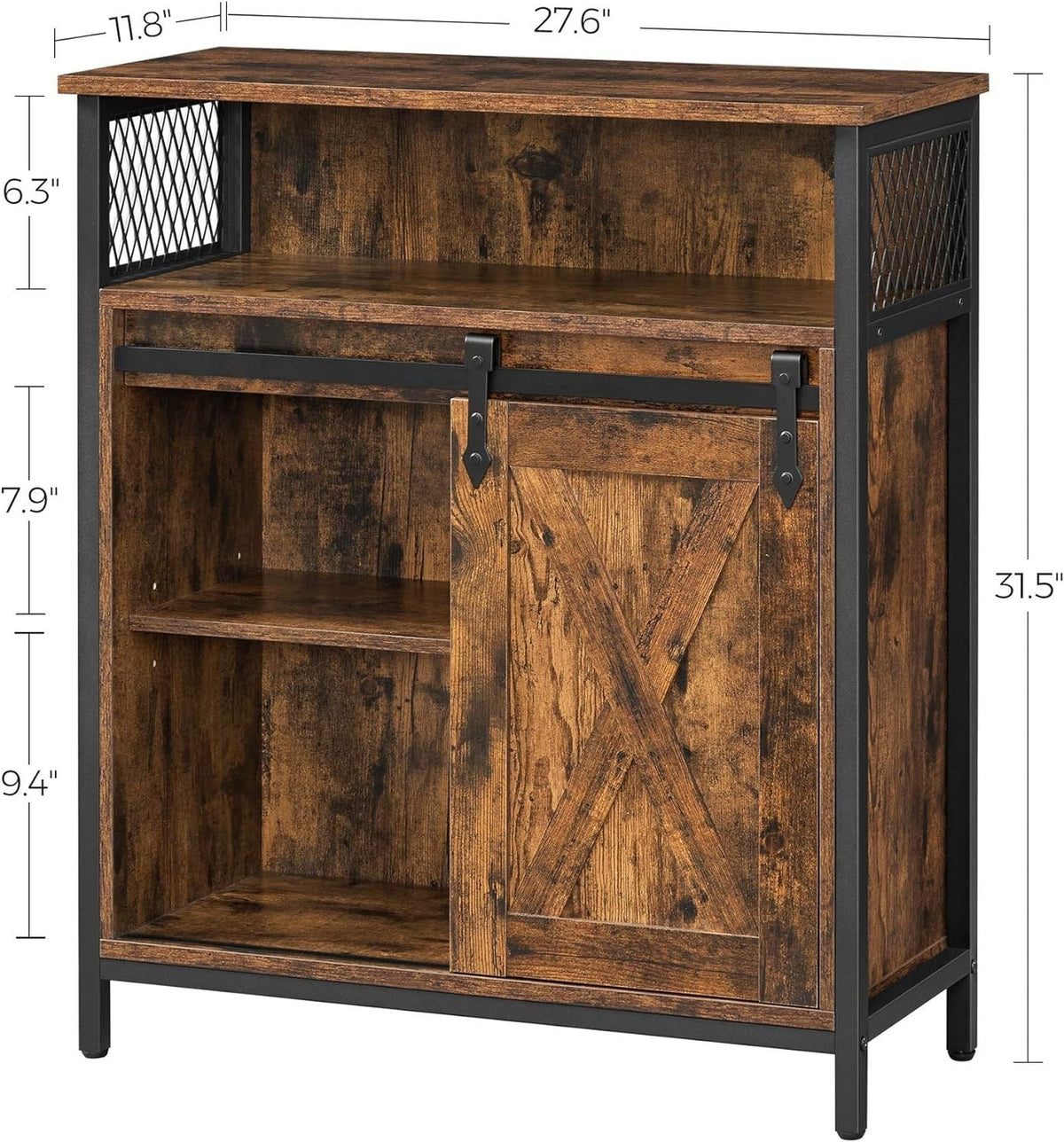 Home Rustic Brown Cabinet with Sliding Door W9Q6 - product image 3