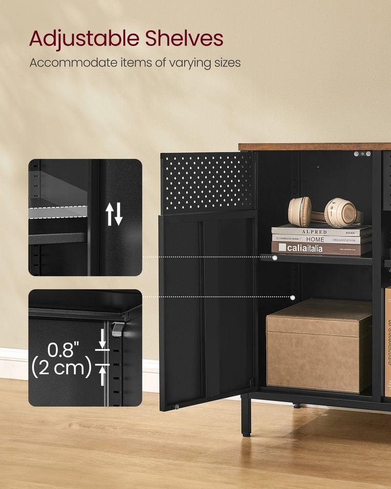 Home Rustic Brown/Black Metal Buffet Cabinet K7O1 - product image 5