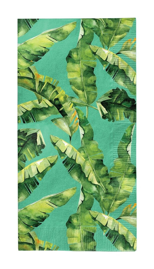 Palm Spring Rectangle Paper Disposable Guest Towel Napkins, Green, 8-in, 20-pk, 3-ply, for Summer Party Q6X2 - product image 1