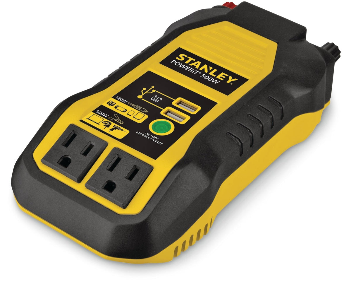 500W Inverter & Power Outlet with Battery Clamps, USB Ports, 12V DC Adapter M1H4 - product image 1