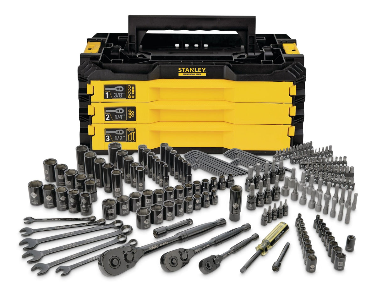 Professional Grade Black Chrome Socket Set, SAE/Metric, 203-pc V2E9 - product image 1