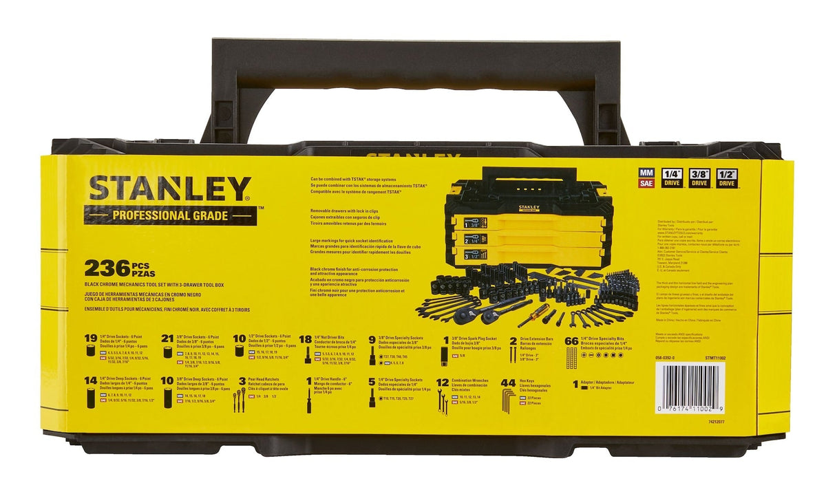 Professional Grade Black Chrome Socket Set, SAE/Metric, 236-pc Y9S0 - product image 7