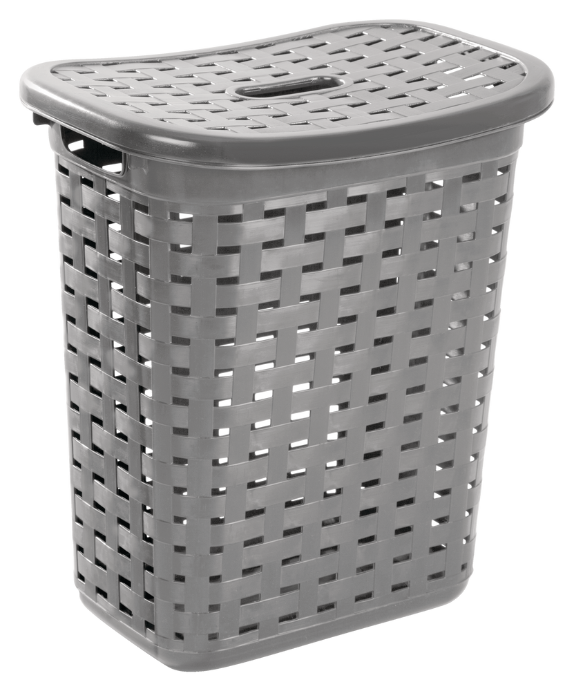 Weave Laundry Hamper, Plastic, Grey F7A4 - product image 1