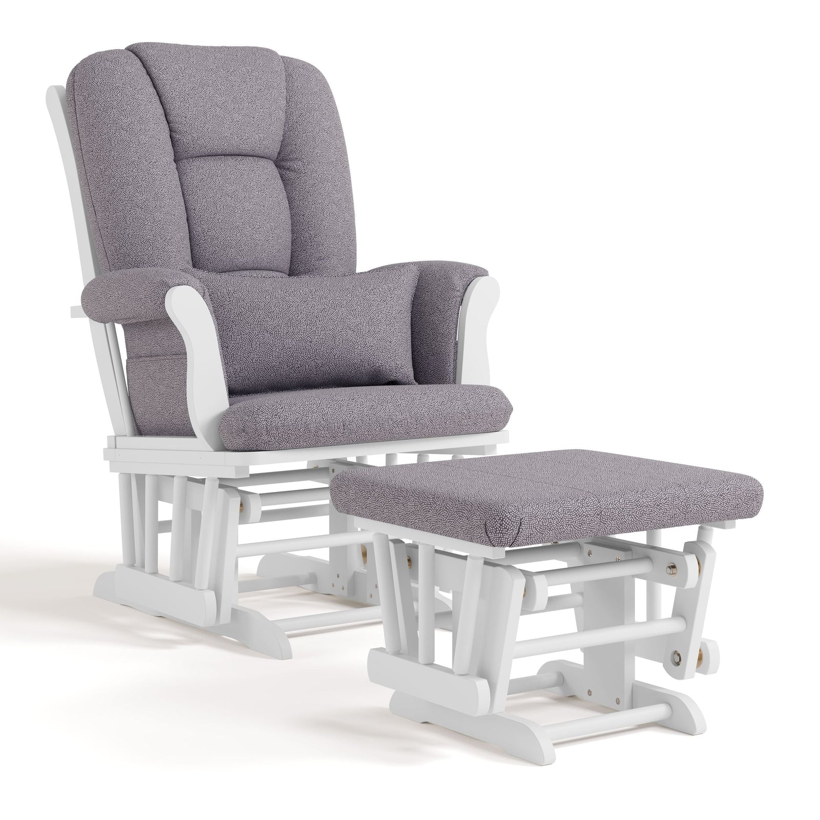 Tuscany Glider & Ottoman Set with Matching Lumbar Cushion, White with Grey Swirl H5O2 - product image 1