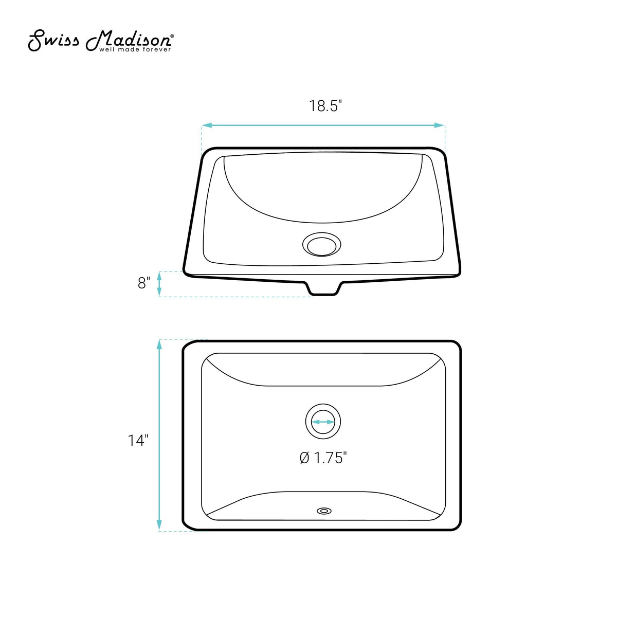 Plaisir 18.5 Rectangular Under-Mount Bathroom Sink R5U3 - product image 7