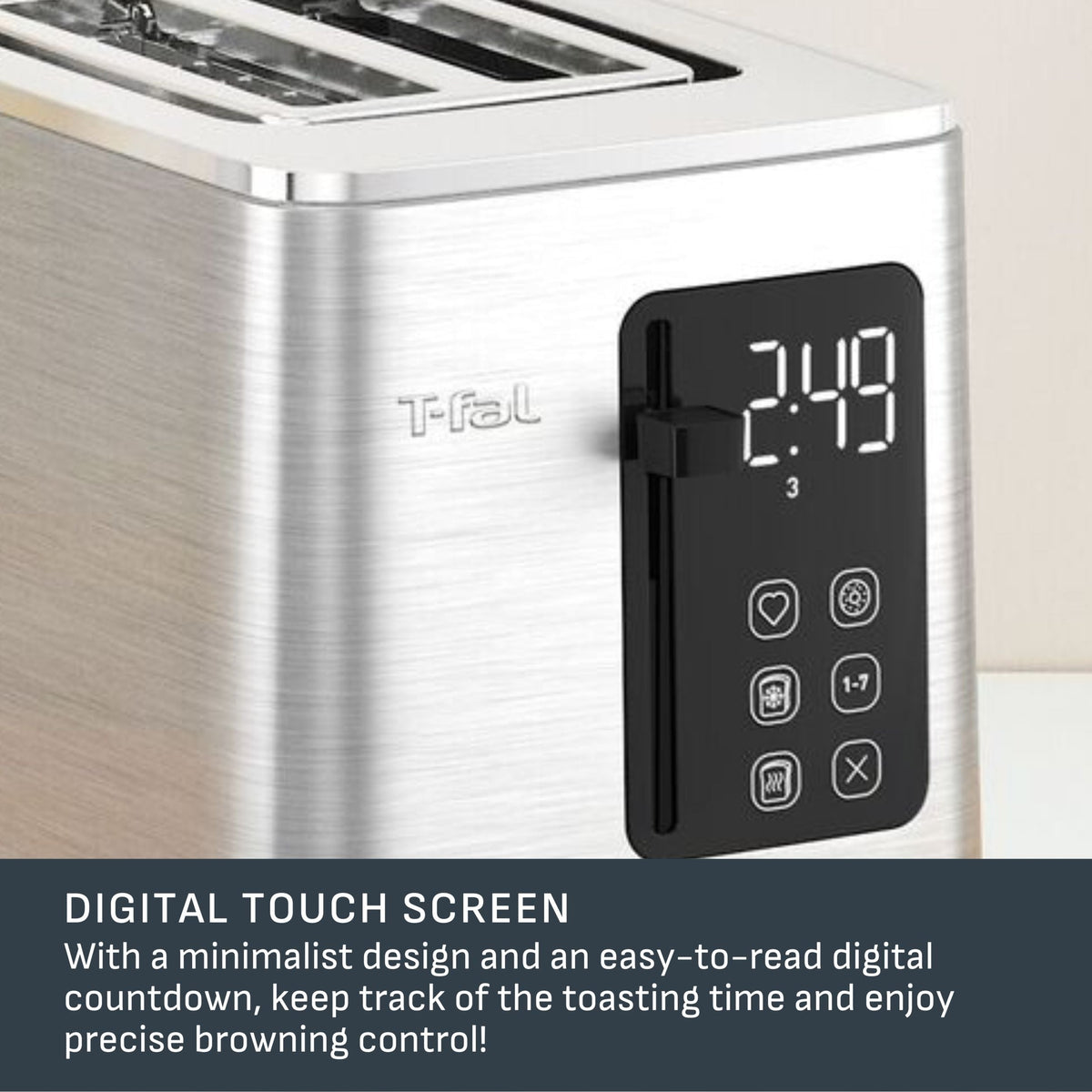 2-Slice Stainless Steel Digital Toaster, Extra wide slots, 7 Browning levels D7U9 - product image 8