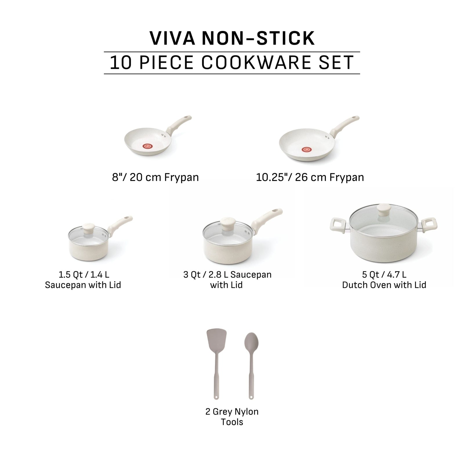Beige 10-Piece Non-Stick Set, Beige X2Y5 - product image 7