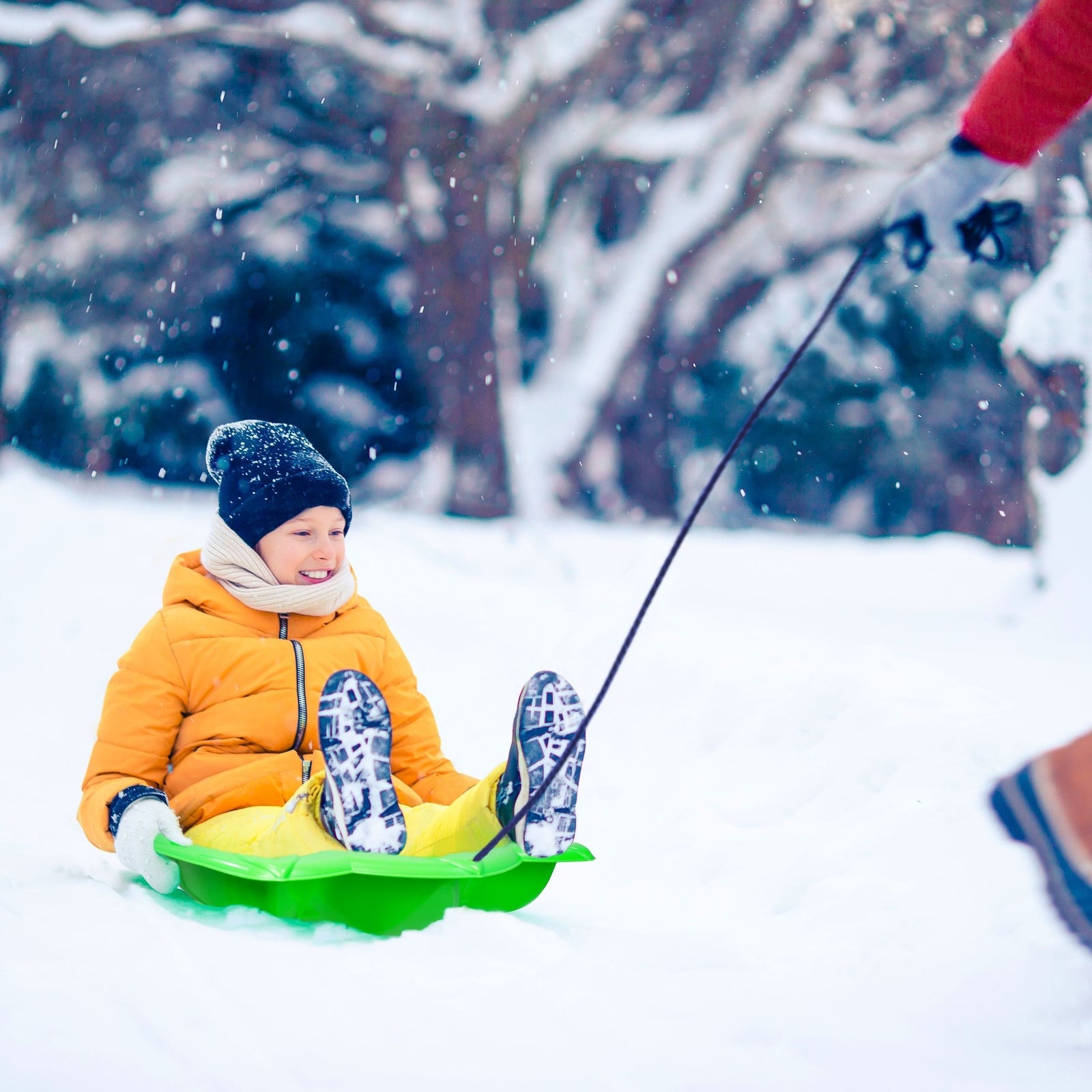 Dinosaur Paw Kids' 1-Person Plastic Winter Snow Sled/Toboggan with Tow Rope B8A8 - product image 5