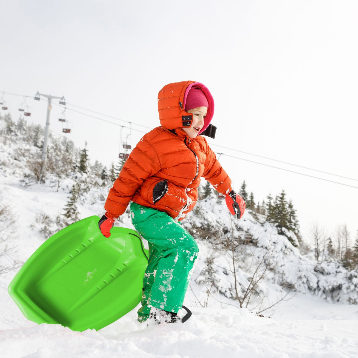 Dinosaur Paw Kids' 1-Person Plastic Winter Snow Sled/Toboggan with Tow Rope B8A8 - product image 6