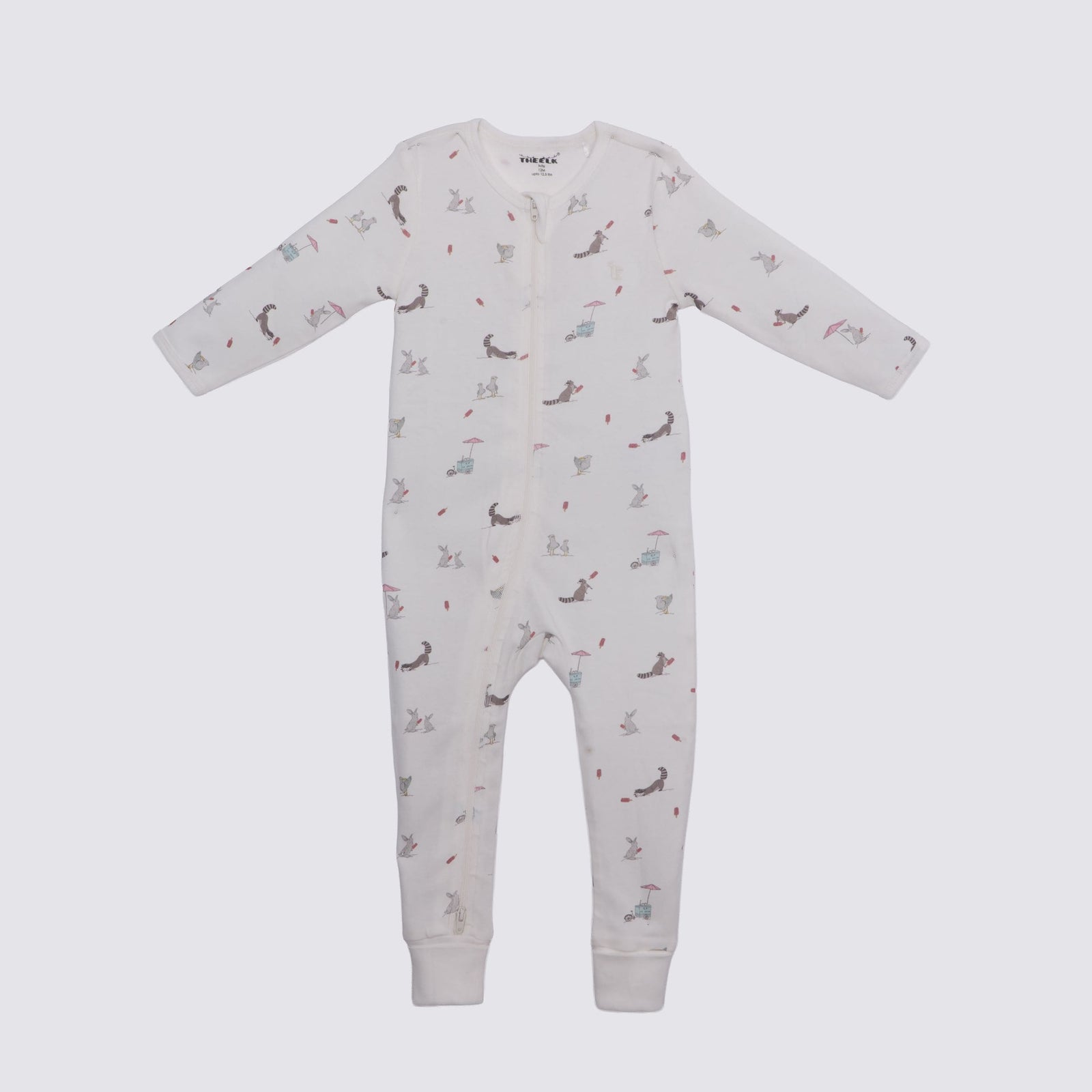 The Elk Baby Racoon Print Premium Organic Cotton Play and Grow Rib Foot Zippy, Various Sizes W5M9 - product image 1