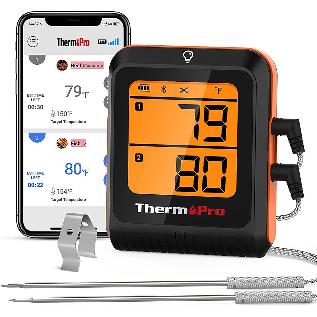 2-Probe Digital-Read Bluetooth Wireless Food & Meat Cooking Thermometer with Backlight Display & Rechargeable Battery F8Z3 - product image 1