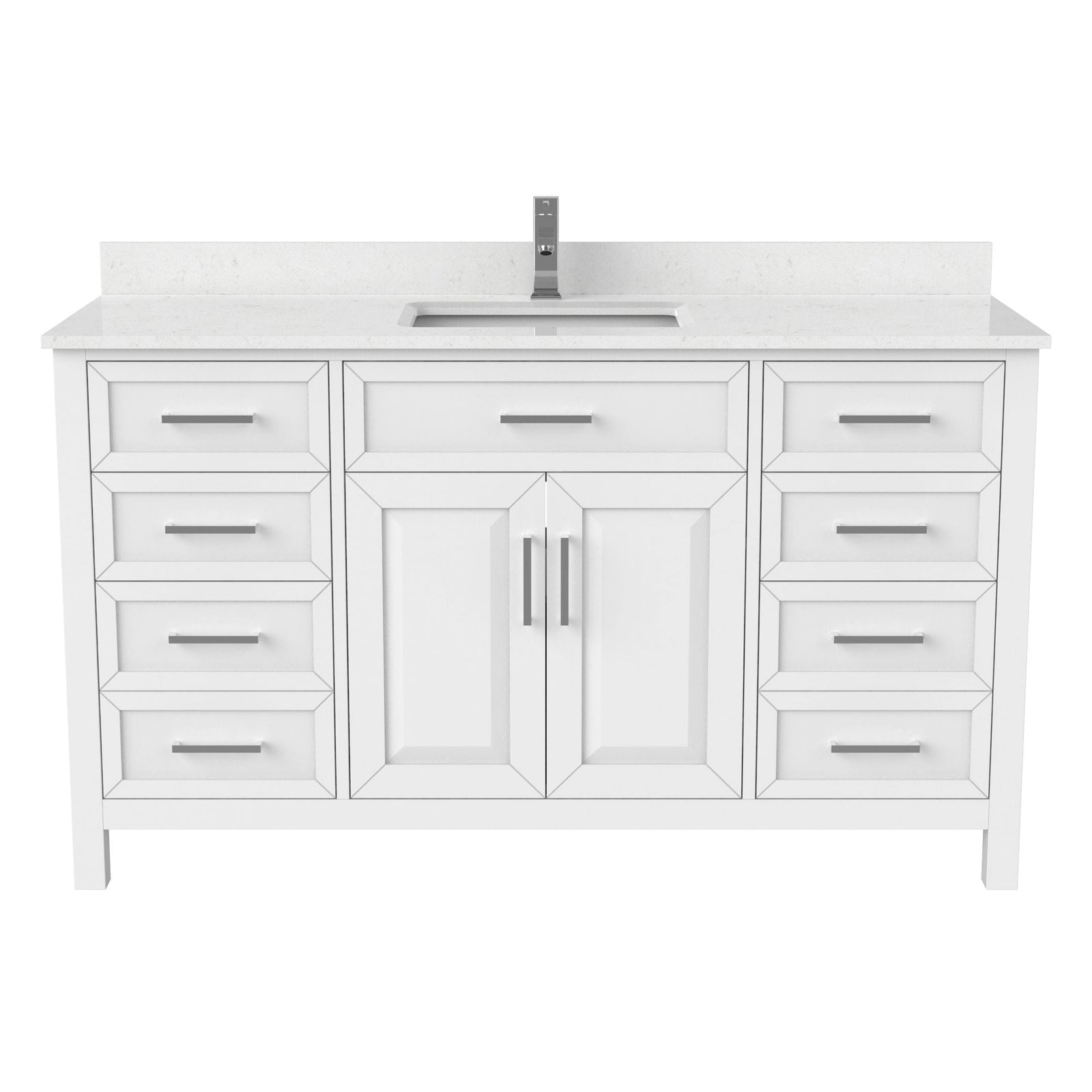 Bathe Terrence Undermount Single Sink Stone Top Bathroom Vanity with Drawer & Cabinet Organizer, White, 60-in C9Q9 - product image 1