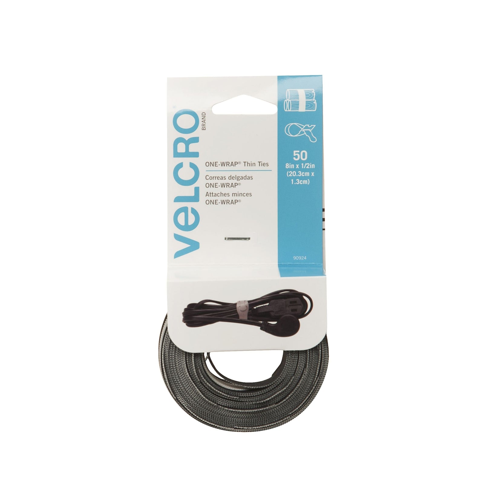Reusable Thin Nylon Cable & Wire Ties, Black/Grey, 8 x 1/2-in, 50-pk H4X1 - product image 1