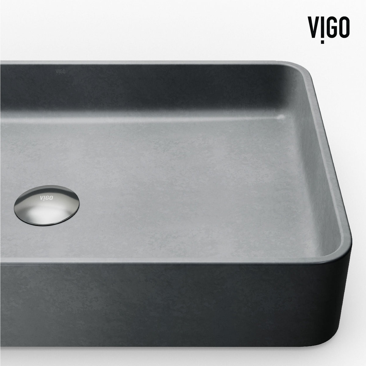 Basilica Gothic ConcretoStone Grey Bathroom Sink/Basin Set with Sterling Faucet and Rectangular Vessel V9L0 - product image 8