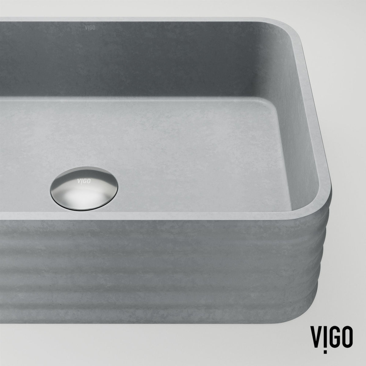 Cadman ConcretoStone 18-in Deep Grey Bathroom Sink/Basin with Rectangular Fluted Vessel Y3Y4 - product image 8