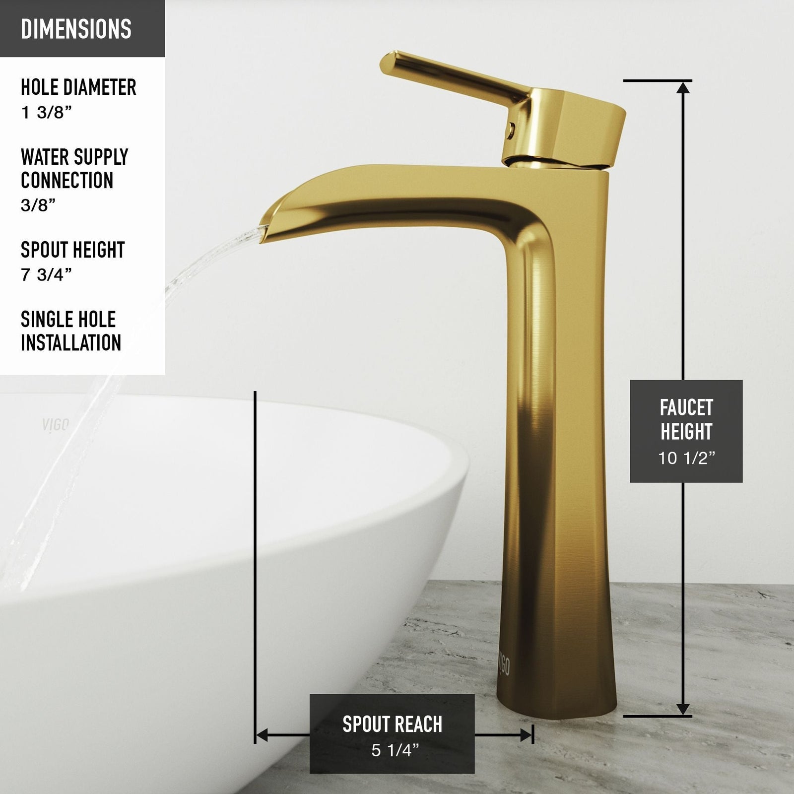 Glass Grey Onyx Bathroom Sink/Basin Set with Matte Gold Niko Faucet and Rectangular Vessel G2A5 - product image 7